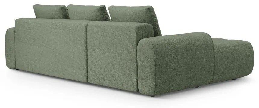 Divano angolare verde allungabile/con contenitore (con penisola a sinistra/con chaise lounge) Linz – Cosmopolitan Design