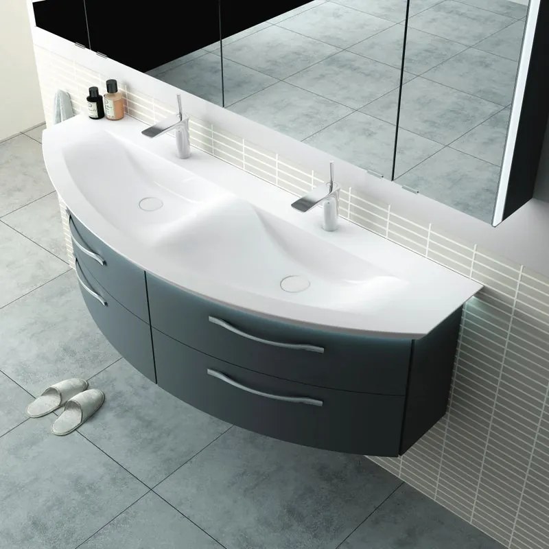 Mobile da bagno sospeso sotto lavabo L 151 x H 25 x P 22 cm bianco PELIPAL Cassca