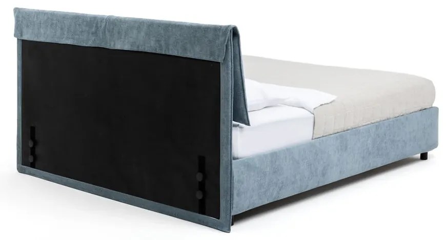 Letto matrimoniale imbottito blu con contenitore e rete inclusi 180x200 cm Myra Pillow – Bonami Selection