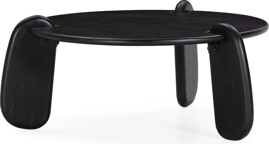 Tavolino da salotto rotondo nero in mango massiccio ø 80 cm Tamira – MOME
