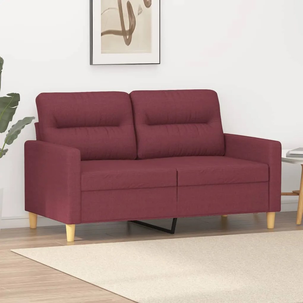 Divano A 2 Posti Rosso Vino 120 Cm İn Tessuto /