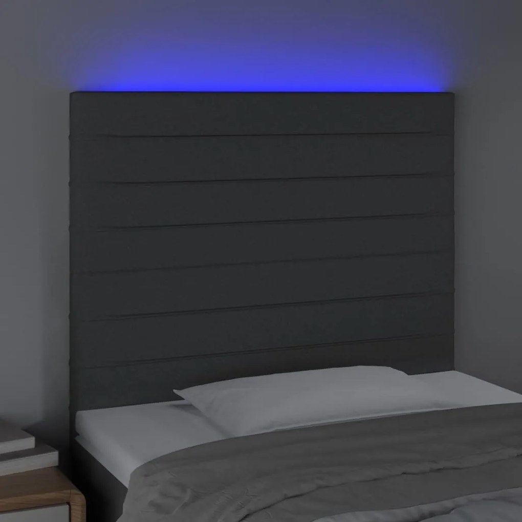 Testiera a led grigio scuro 90x5x118/128 cm in tessuto