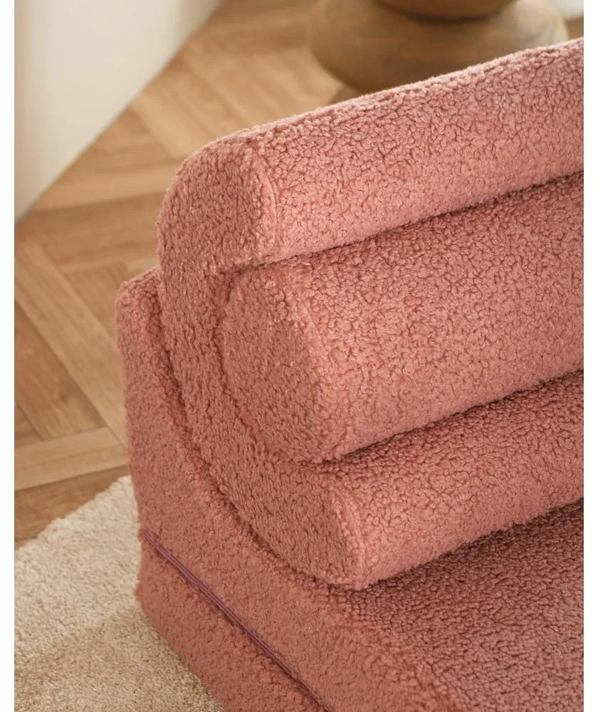 Poltrona per bambini rosa con rivestimento in bouclé Flipster – Wigiwama
