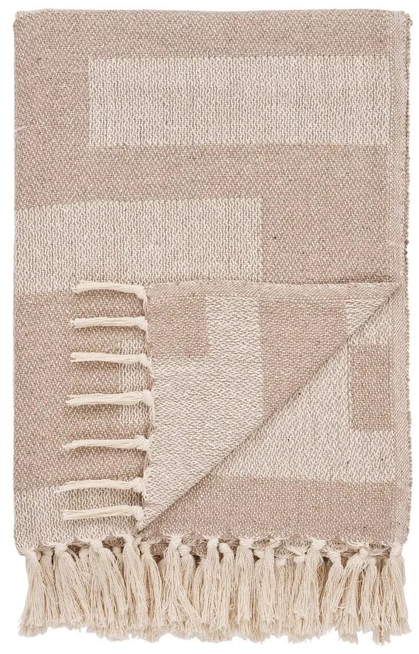 Coperta marrone chiaro in cotone riciclato 130x180 cm Adana – House Nordic