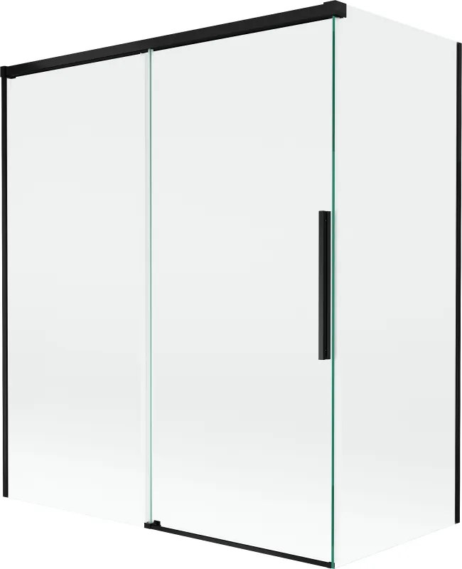 Mexen Rox paravento da bagno a 2 ante scorrevoli 140 + 70 x 150 cm, trasparente, nero - 8C9-140-070-70-00