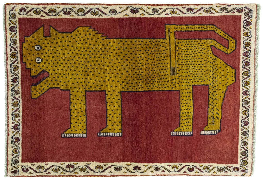 Gabbeh Tappeto 100 x 150 Rosso (Iran) Annodato A Mano