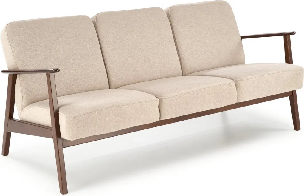 Divano a 3 posti Milano 3S in beige Castel15/noce scuro