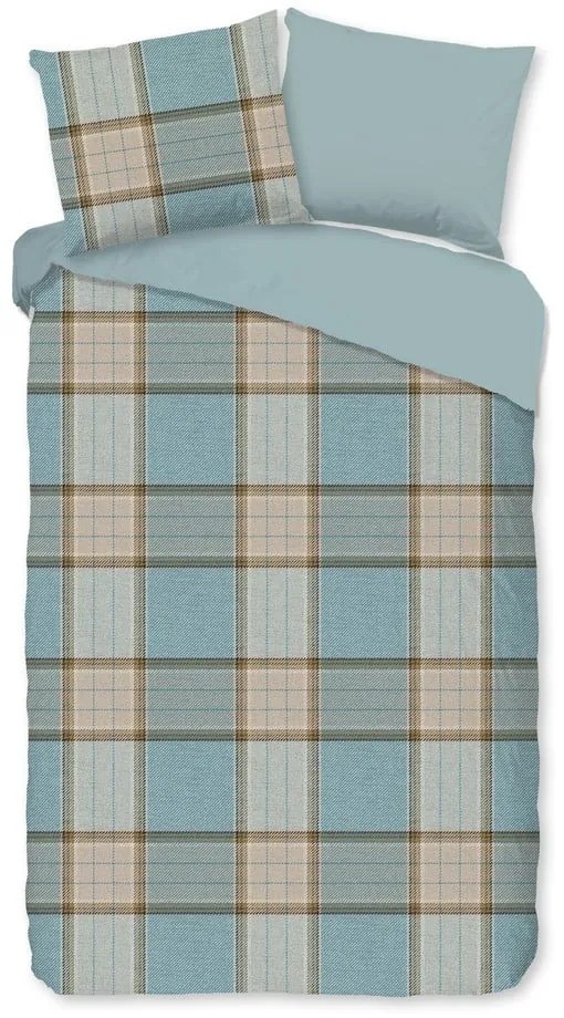 Set lenzuola letto una piazza e mezza in flanella blu 140x220 cm Jacco - Good Morning