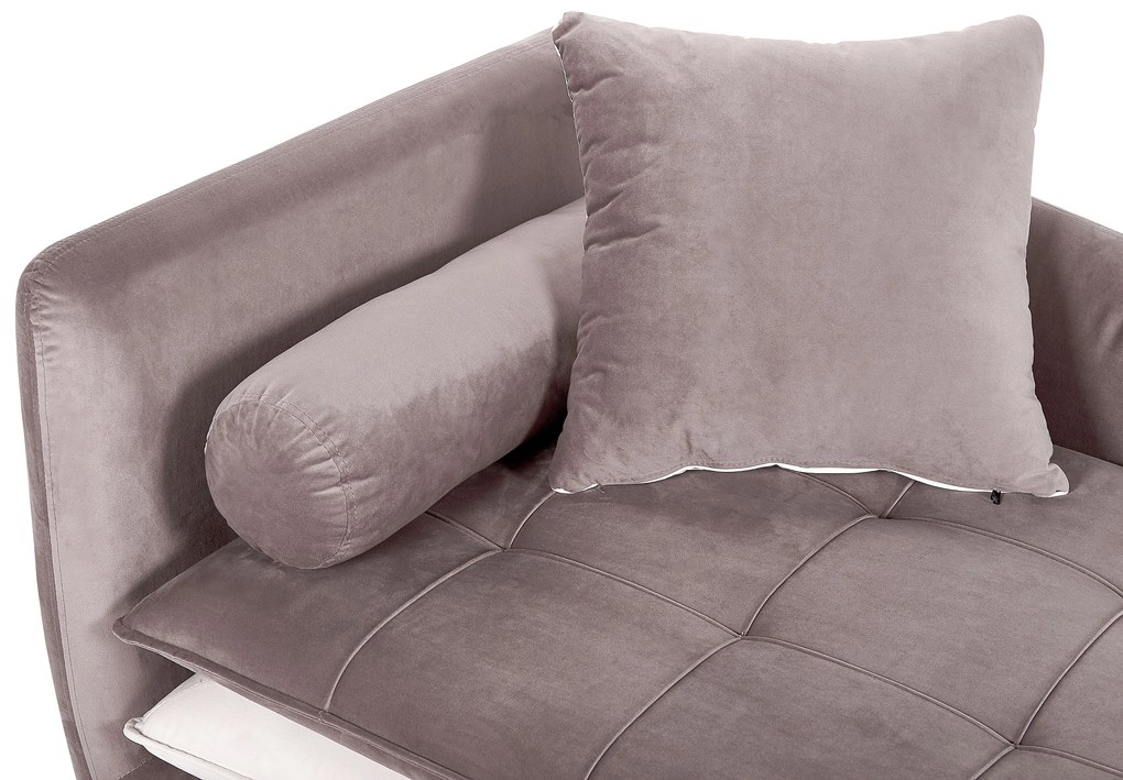 Chaise longue sinistra in velluto marrone e bianco GONESSE Beliani
