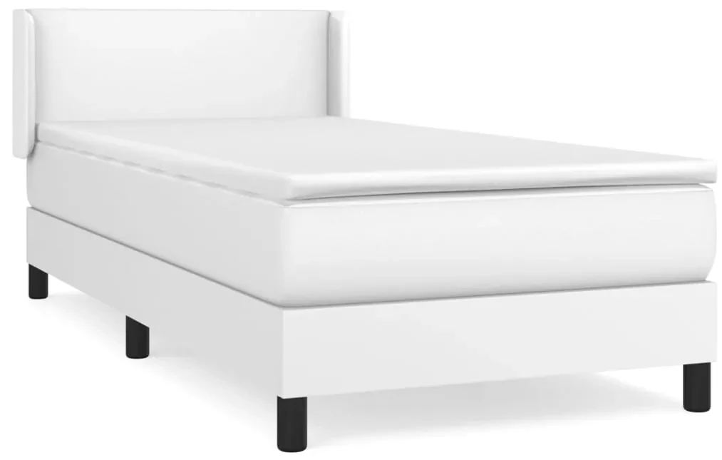 Giroletto a molle con materasso bianco 80x200 cm in similpelle