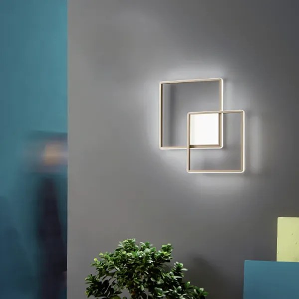 Plafoniera LED DOWEL 75x7 cm in metallo verniciato oro