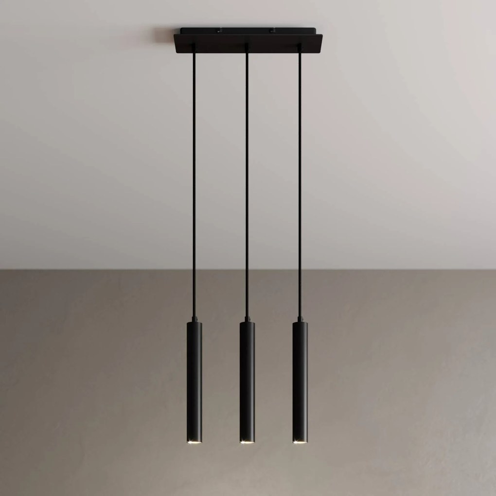 Lampada LED a sospensione Franka, 3 luci, lunga, nera, alluminio Franka Arcchio, Nero, Soggiorno / Sala da pranzo, Alluminio, Moderno