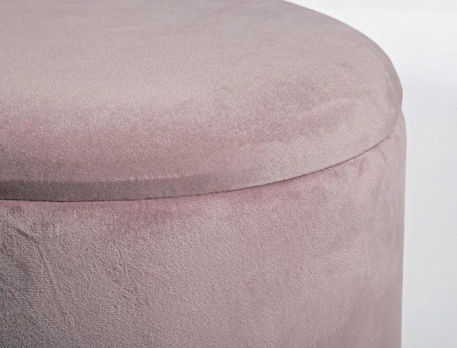 Sgabello Contenitore Polina Tondo Rosa Wild Imbottito in Tessuto effetto Velluto...