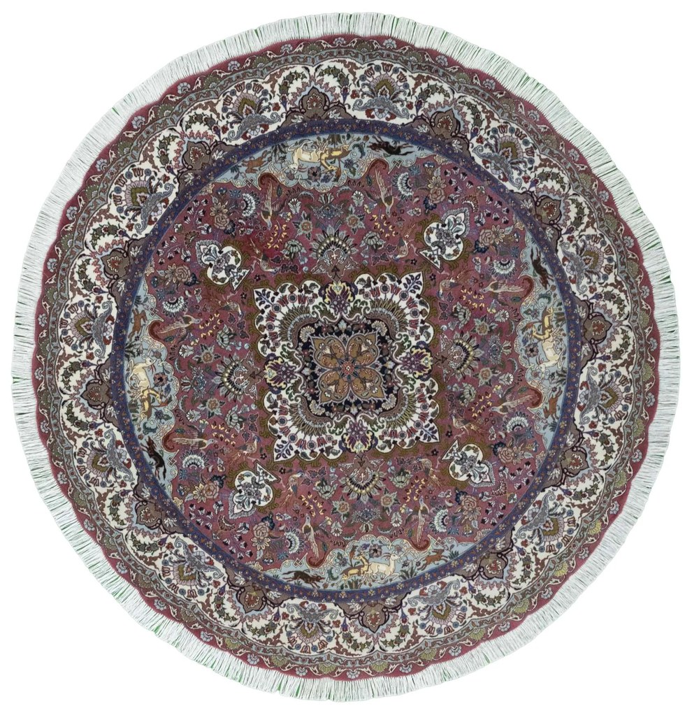 Tabriz Tappeto 200x200 Rosso (Iran) Annodato A Mano