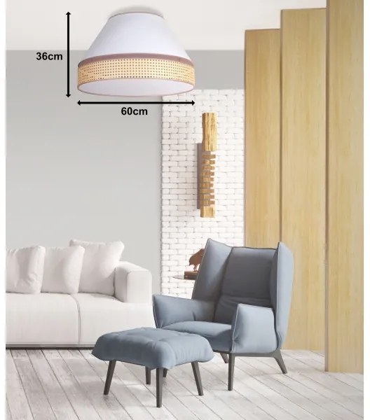 Duolla - Plafoniera AVIGNON 3xE27/15W/230V diametro 60 cm bianco/rattan