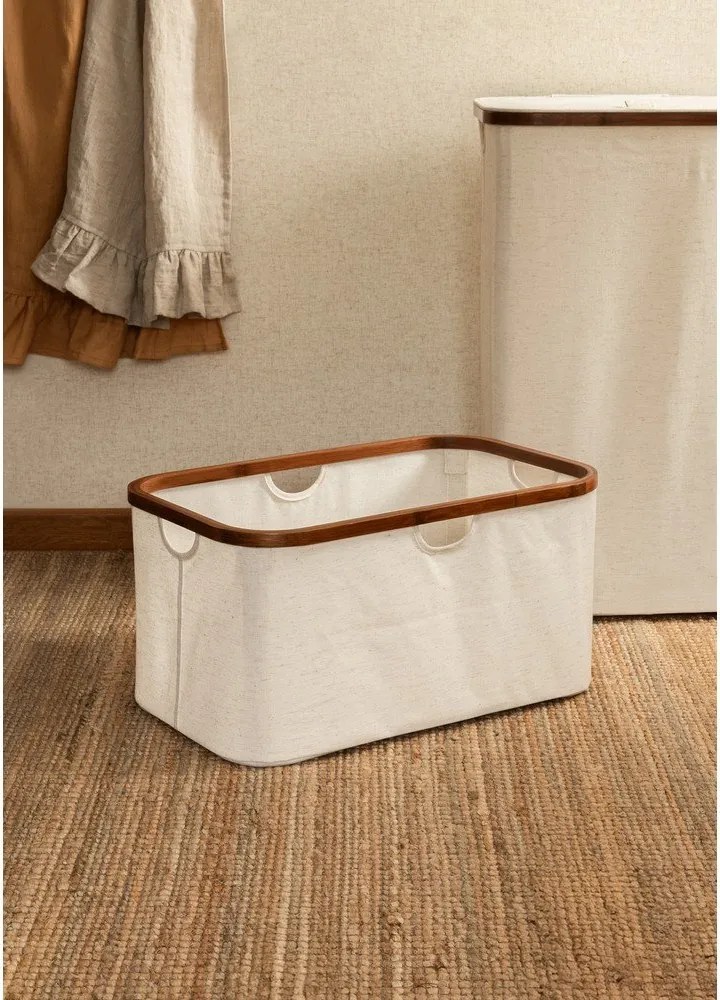 Cesta per il bucato color crema in tessuto pieghevole Bamboo/Linen – Bigso