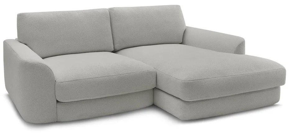 Divano angolare grigio chiaro (con penisola a destra/con chaise lounge) con rivestimento in bouclé Leonore – Bobochic Paris