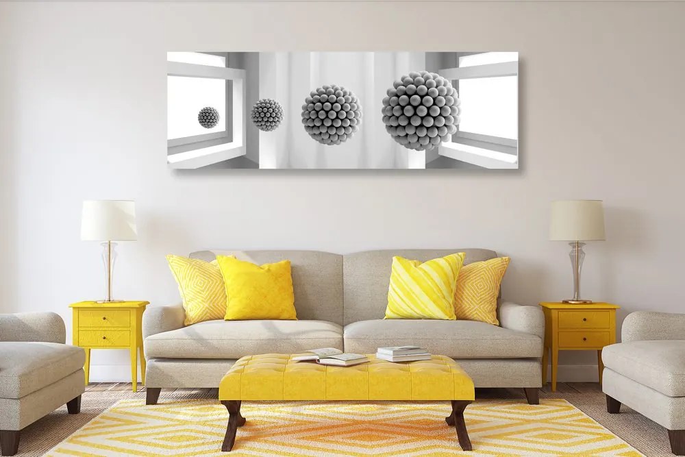 Quadro su tela – Sfere in bianco e nero nello spazio