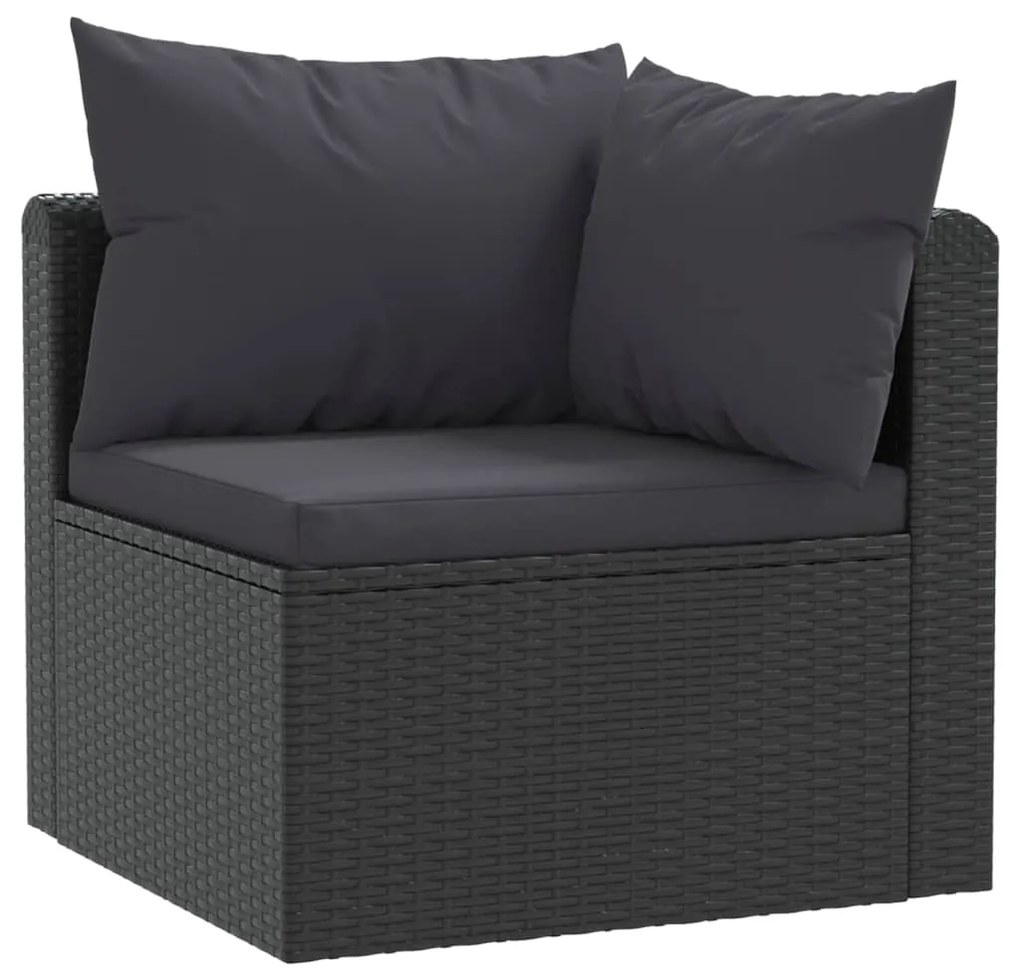 Set divani da giardino 2 pz con cuscini in polyrattan nero