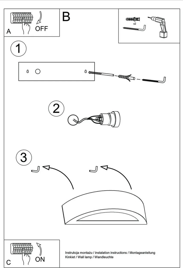 Applique da Parete in Gesso-Ceramico ATENA E27 Pitturabile da interno