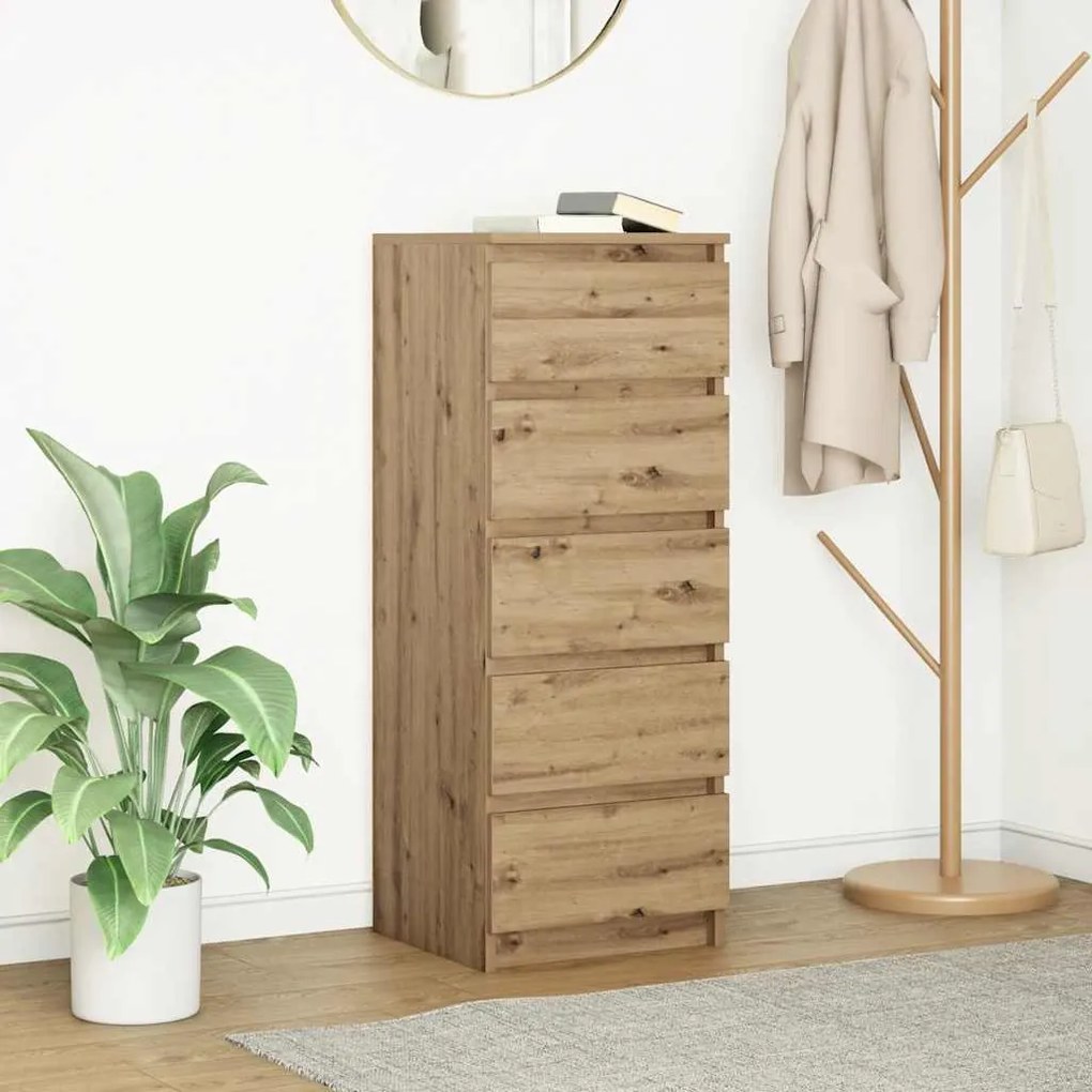Credenza Con Cassetti Rovere Artigianale 37,5x35x99 Cm /