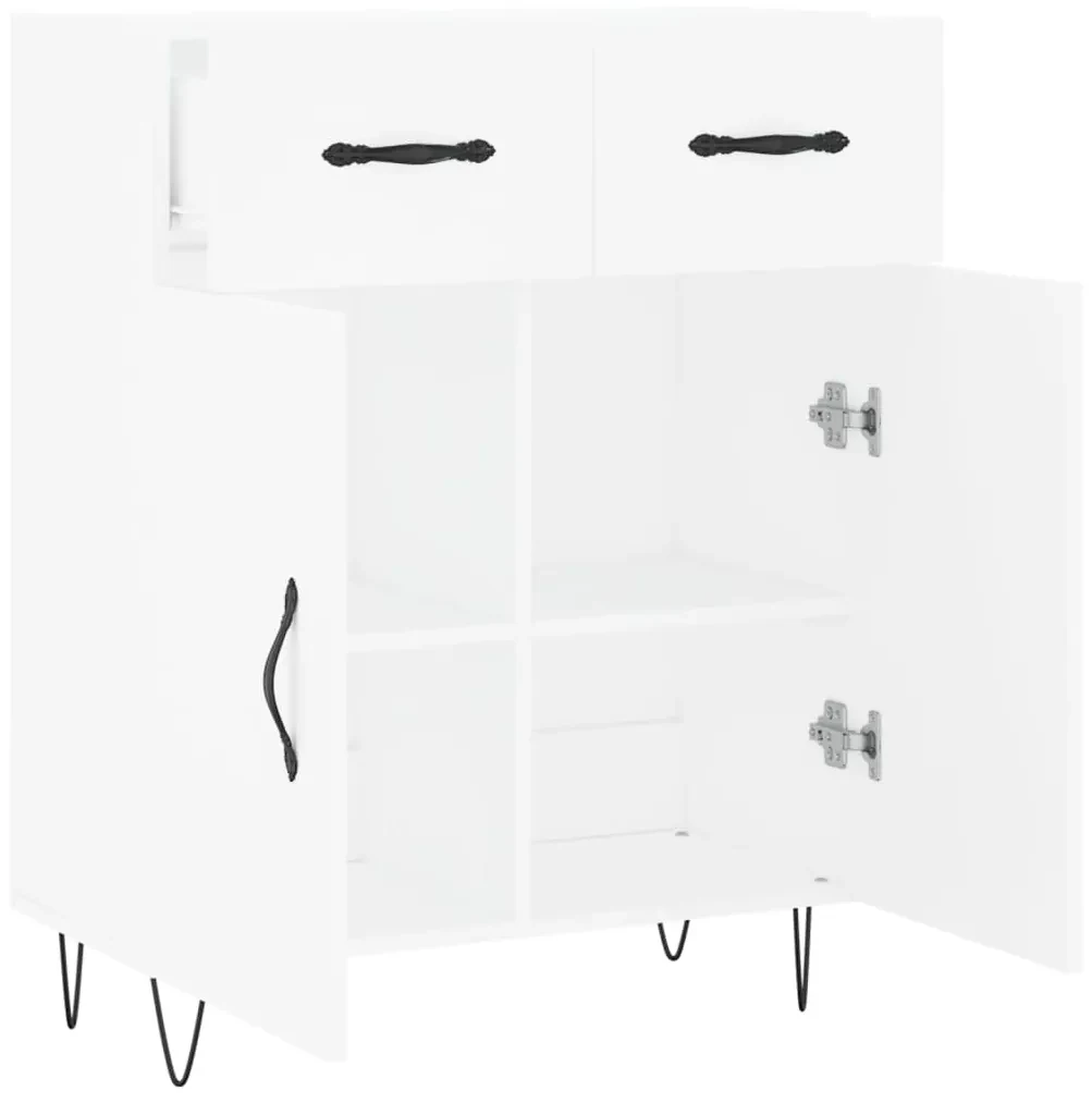 Credenza bianca 69,5x34x90 cm in legno multistrato