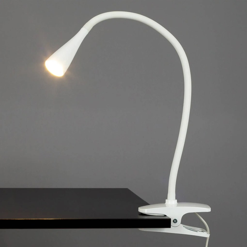 Lampada con morsetto BARIS Lindby, Bianco / Opale, Studio / Ufficio, Metallo, Moderno, Lampada con morsetto