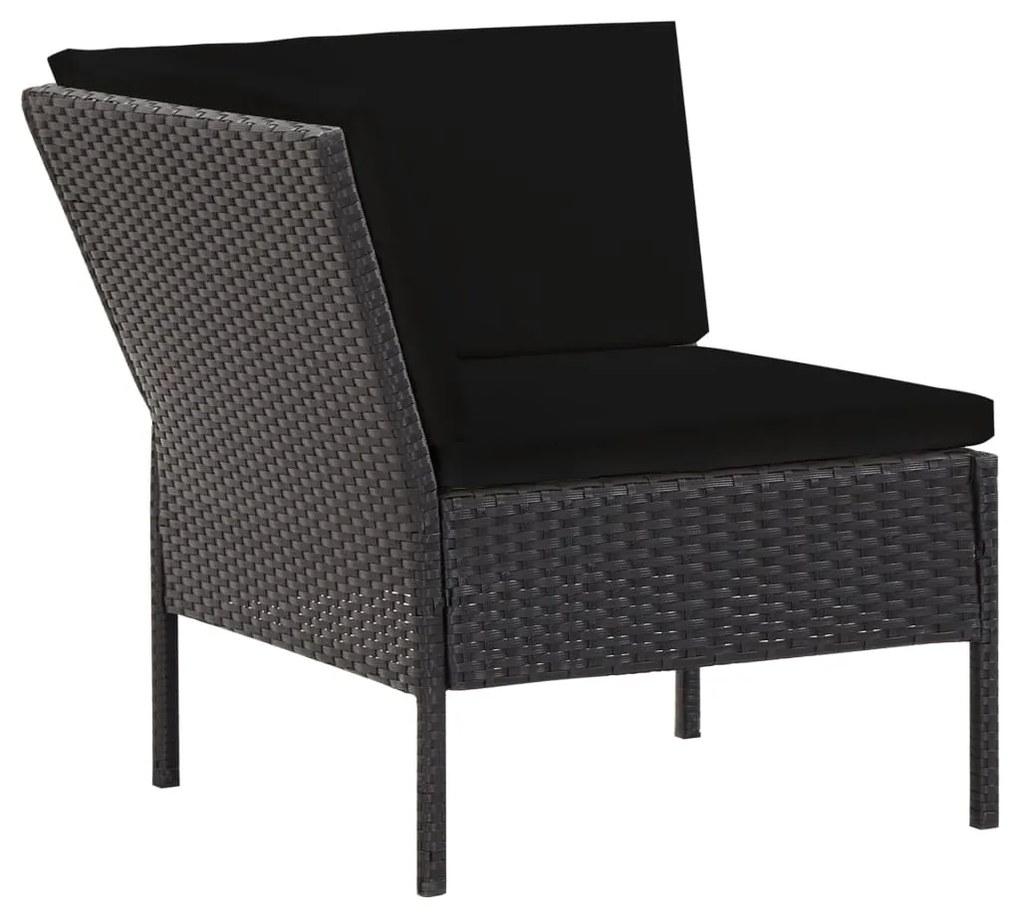 Set Divani da Giardino 6 pz con Cuscini in Polyrattan Nero