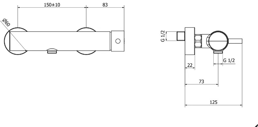 Miscelatore doccia esterno a muro cromo 73212 Jabil