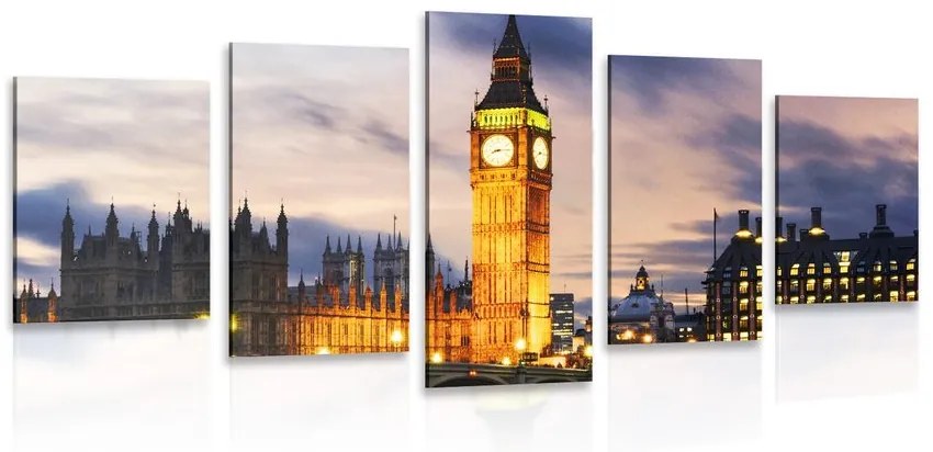 Quadri 5 pezzi – Big Ben notturno a Londra