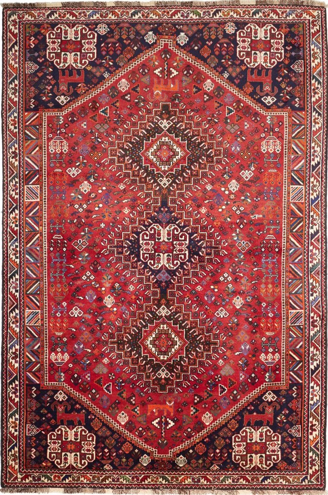 Gashghai Tappeto 270 x 180 Rosso (Iran) Annodato A Mano