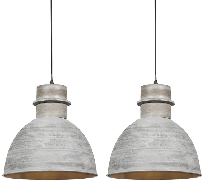 Set di 2 lampade a sospensione rustiche grigie - Dory