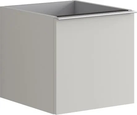 Cassettiera Pixel con 1 cassetto frontale Plain laccato opaco Beige Greige e maniglia alluminio brillante ante L.40 H.40 P.45,5 cm.