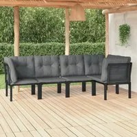 Set Salotto da Giardino 5 pz Nero e Grigio in Polyrattan 3187753