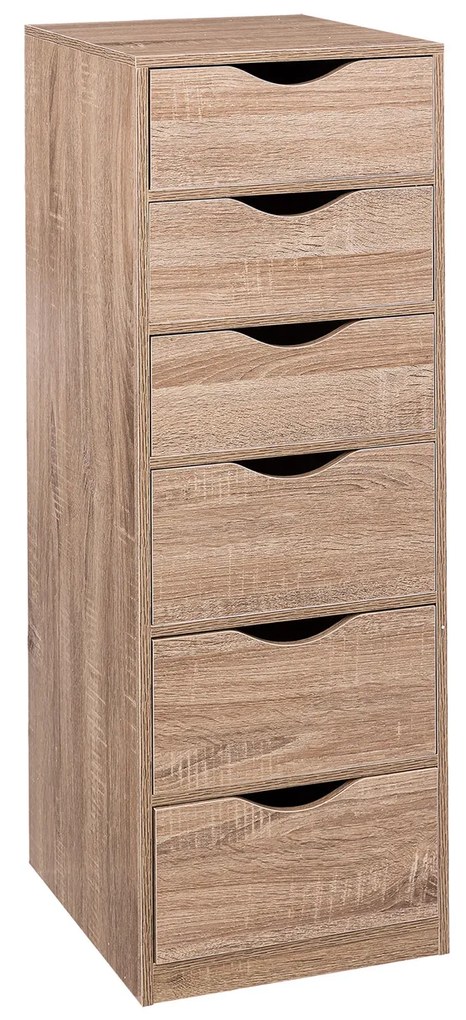 Cassettiera legno 6 cassetti 38x100x33 cm