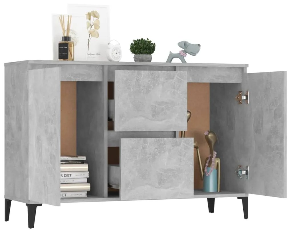 Credenza grigio cemento 104x35x70 cm in truciolato