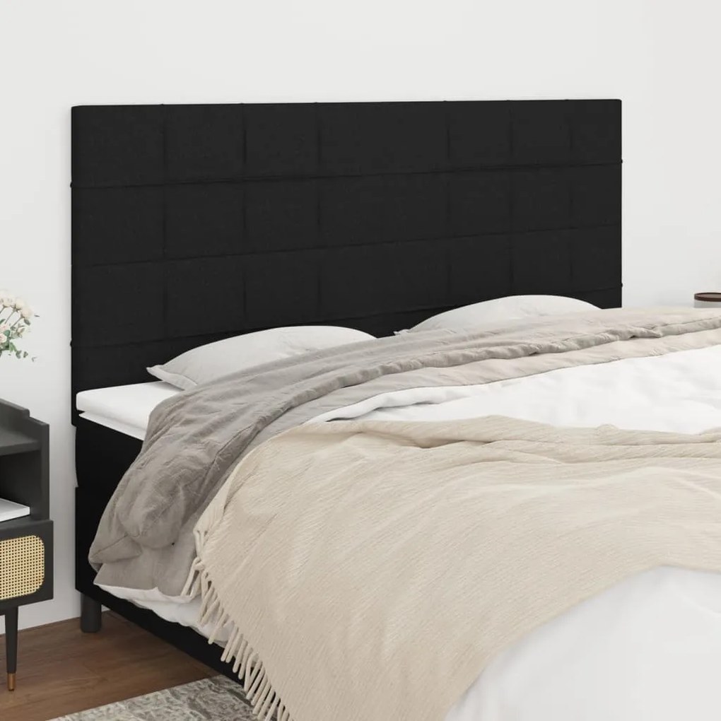 Testiera 4 Pz Nera 90x5x78/88 Cm İn Tessuto /