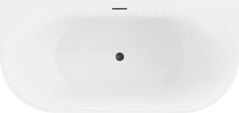 Mexen Oval vasca da bagno autoportante adiacente alla parete 180 x 80 cm, bianca, tracimazione nera - 52671808000-70