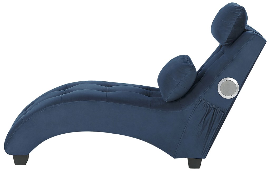 Chaise longue velluto blu con casse bluetooth SIMORRE Beliani