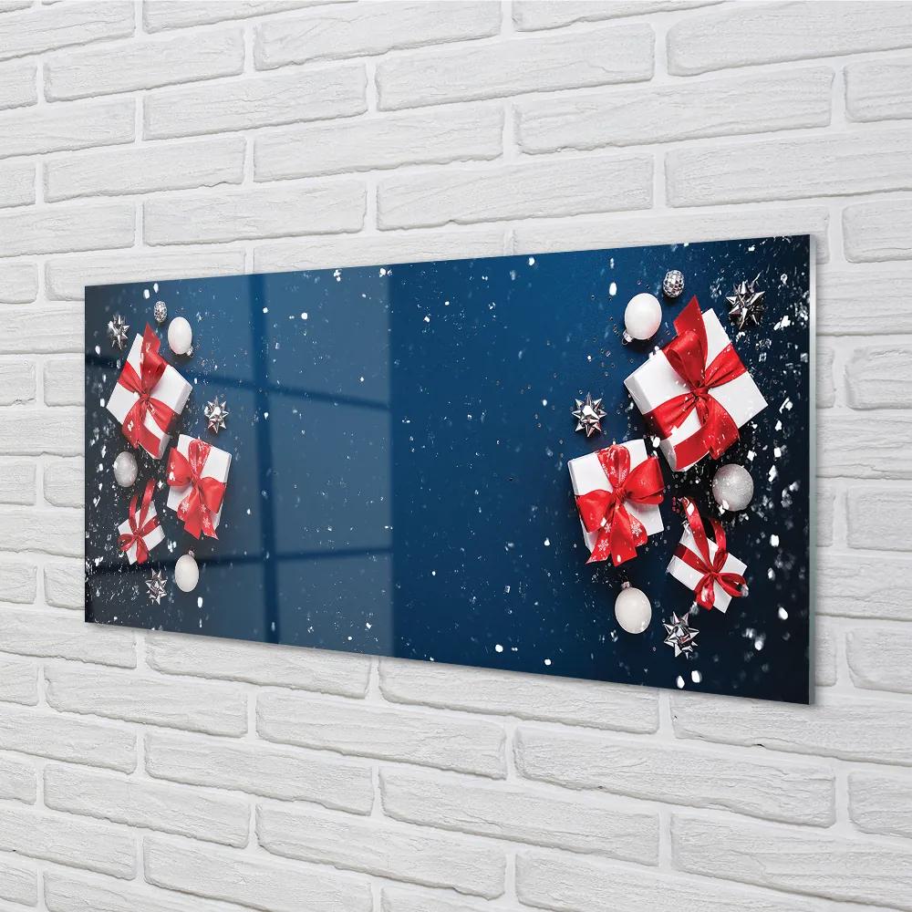Pannello paraschizzi cucina Regali di neve di palline di Natale 100x50 cm