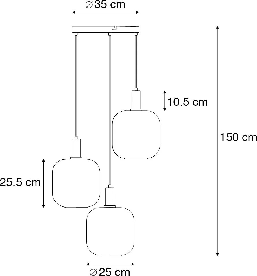Lampada a sospensione nera con vetro oro e fumé incl. 3 PUCC - Zuzanna