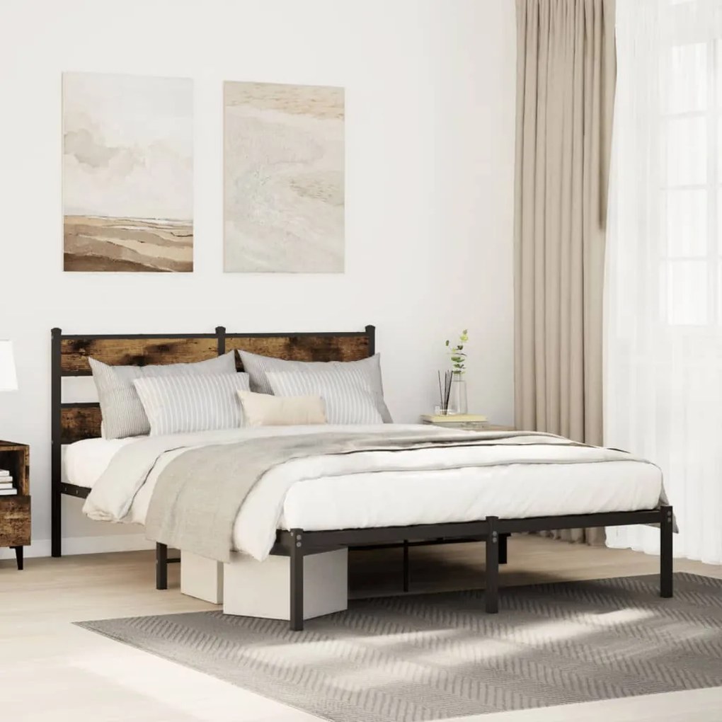 Giroletto Senza Materaso İn Metallo Rovere Fumo 160x200 Cm /