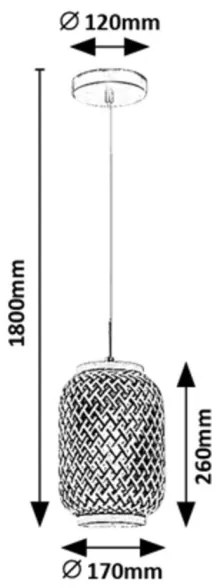 Rabalux 72091 - Lampadario ADALLA 1xE27/40W/230V in rattan su cavo