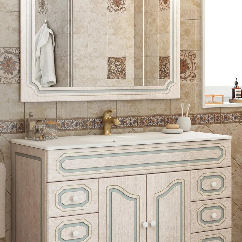 Lavabo da appoggio Caravaggio a incasso rettangolare in ceramica L 121 x P 46 x H 18 cm bianco