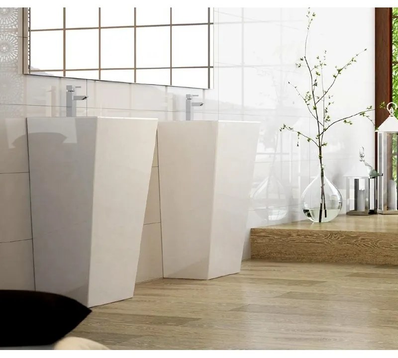 Kamalu - lavabo monoblocco a terra rettangolare bianco 83.5cm |litos-75b