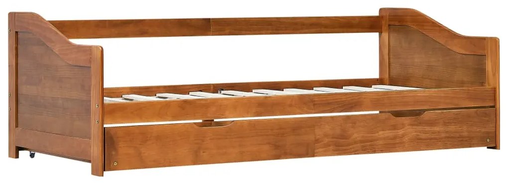 Divano letto a scomparsa marrone miele legno di pino 90x200 cm