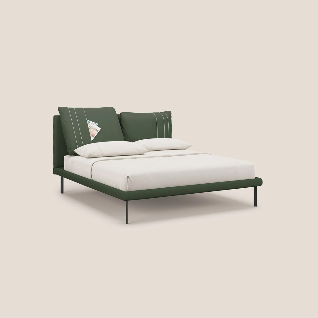 Giselle letto moderno con cuscini testata regolabili con tasche in microfibra impermeabile T11 verde