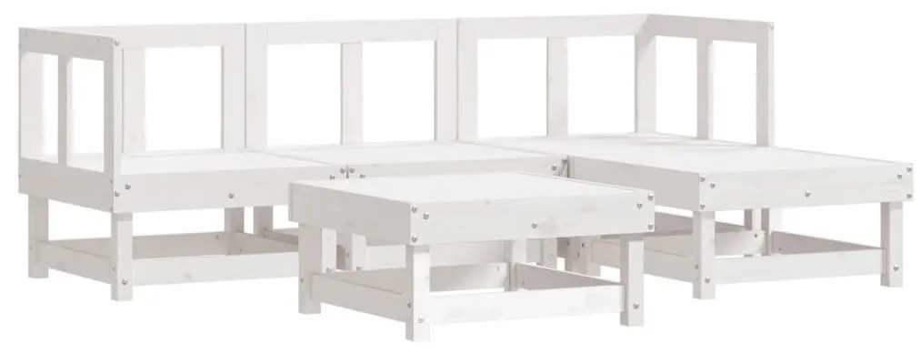 Set salotto da giardino 5 pz in legno massello di pino bianco