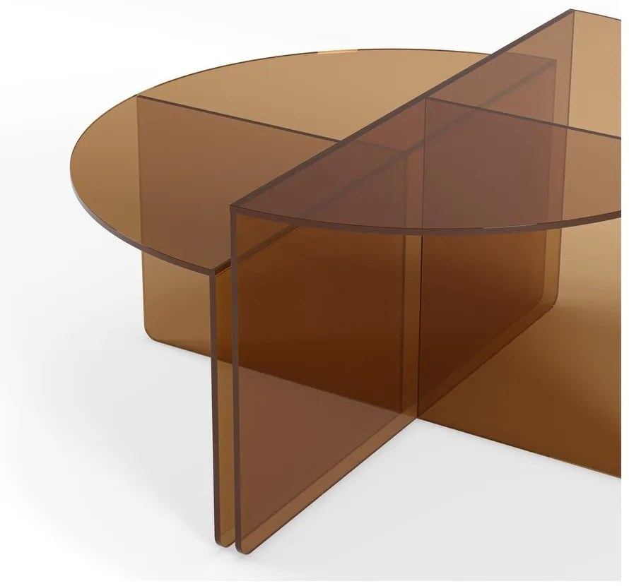 Set di tavolini da salotto rotondi marroni in vetro 2 pz ø 80 cm Velta – MOME