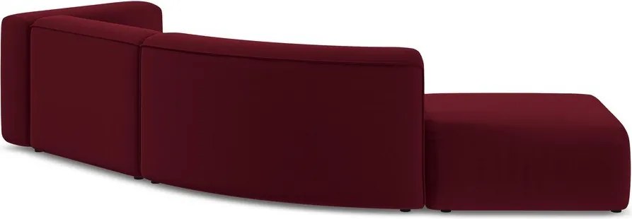 Chaise longue burgundy (con penisola a sinistra) con rivestimento in velluto Ekahi – Makamii